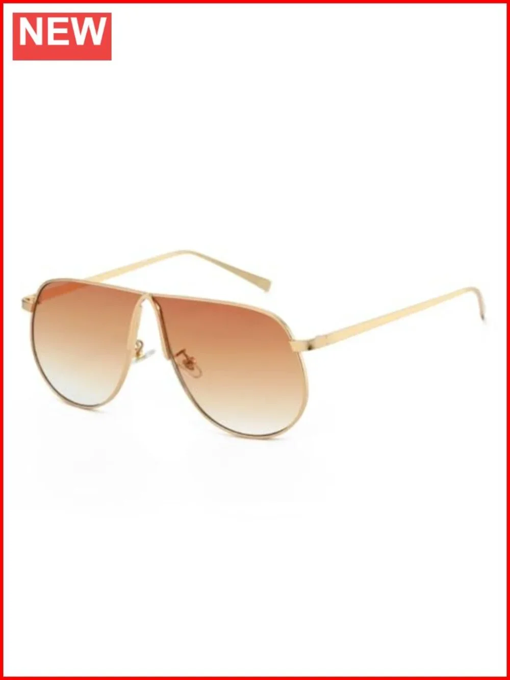 Oversized 70s Gold Metal Frame Aviator Sunglasses with UV Protection